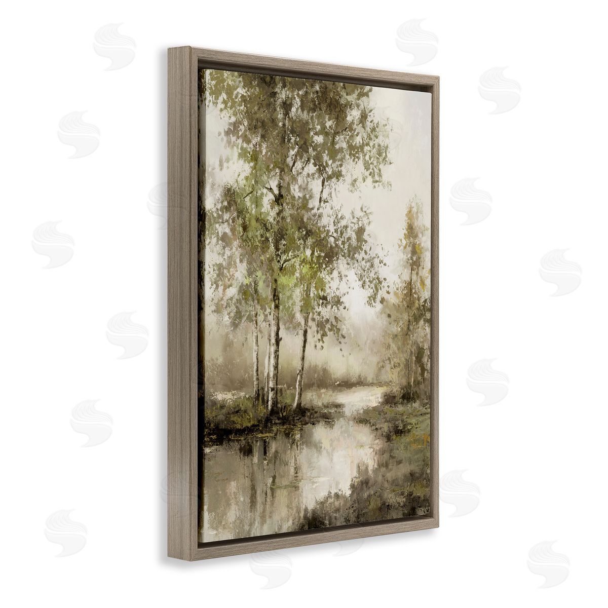 T.C. Chiu Spring River in Forest Brown Floating Frame Canvas Art Print