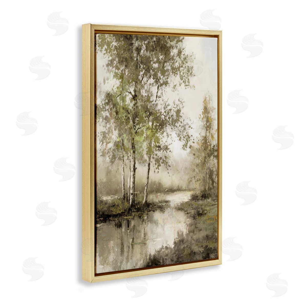 T.C. Chiu Spring River in Forest Gold Floating Frame Canvas Art Print