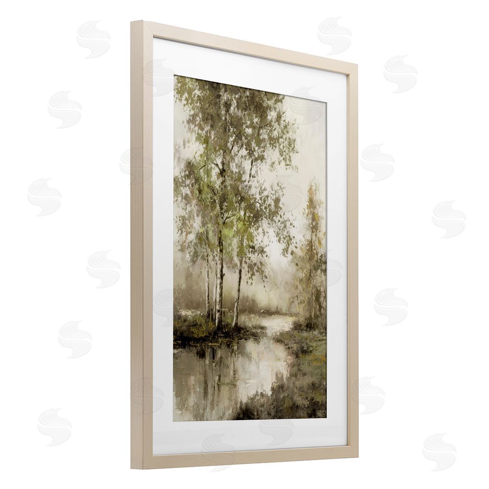 T.C. Chiu Spring River in Forest Birch Framed Print Under Glass Art