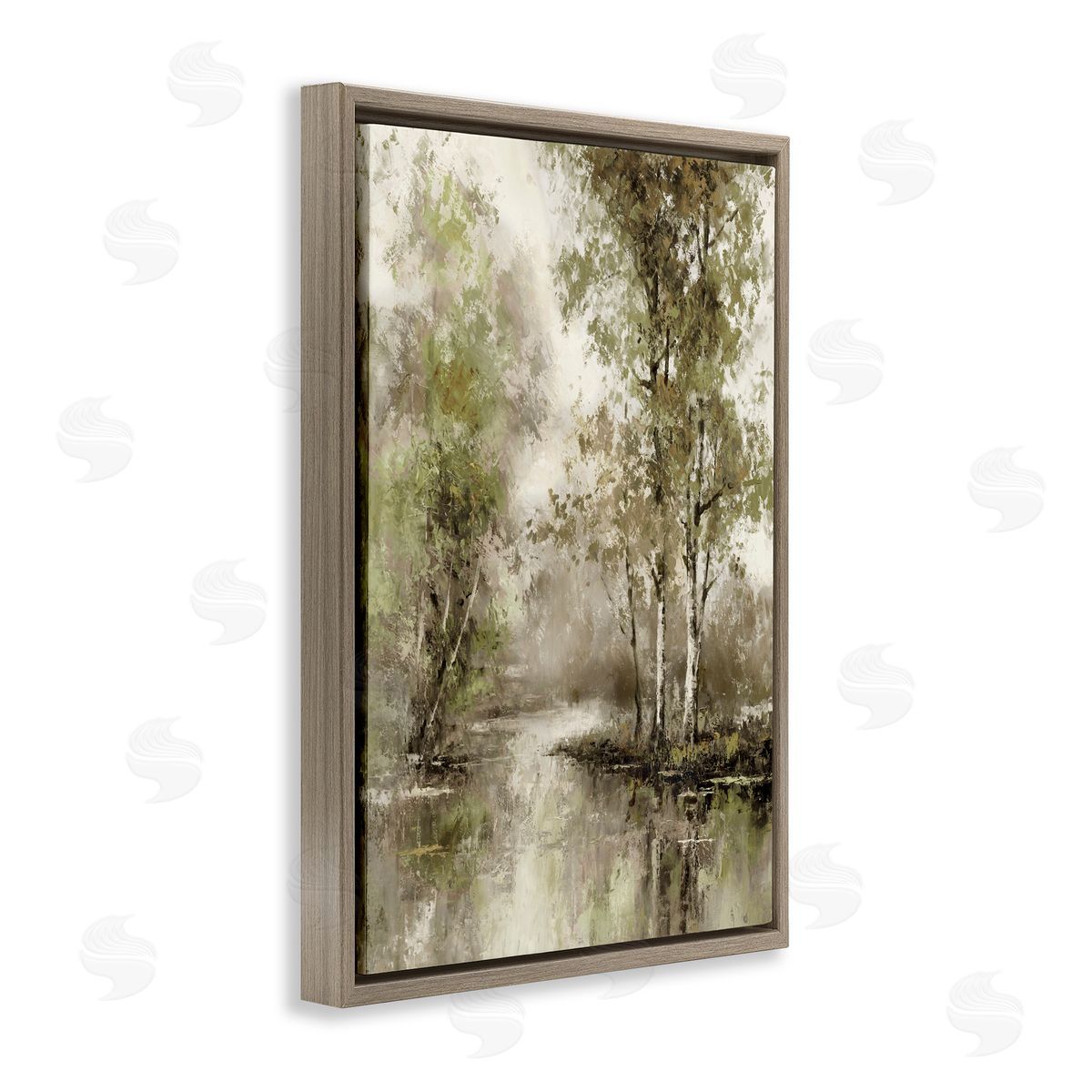 T.C. Chiu Spring Forest River Brown Floating Frame Canvas Art Print