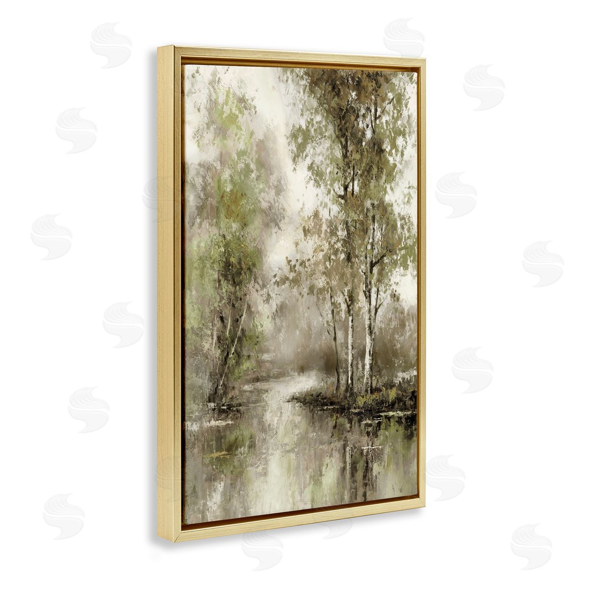 T.C. Chiu Spring Forest River Gold Floating Frame Canvas Art Print