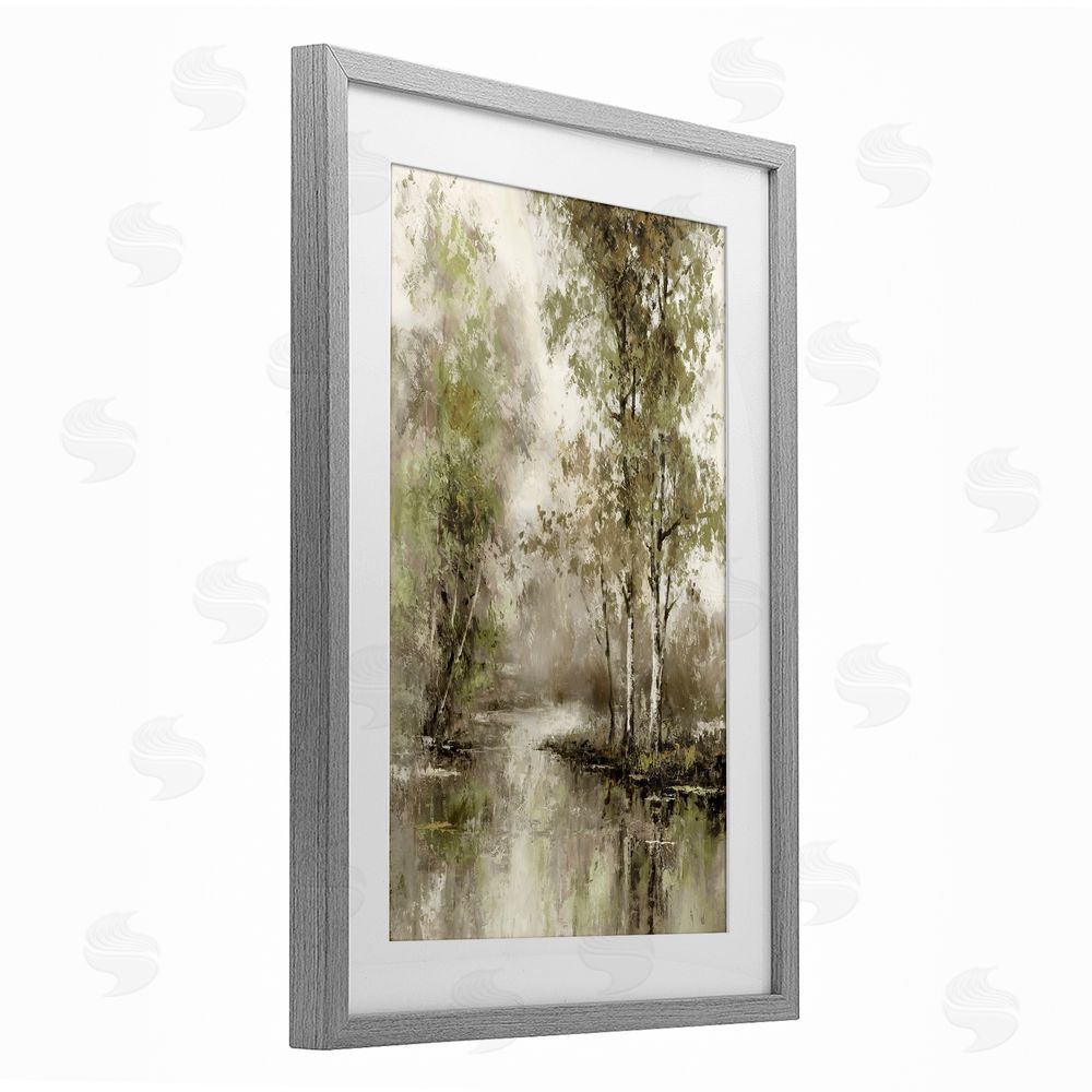 T.C. Chiu Spring Forest River Gray Framed Print Under Glass Art