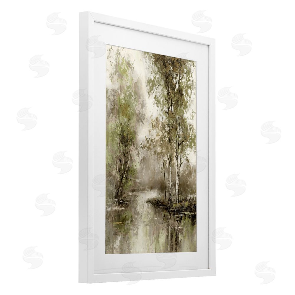 T.C. Chiu Spring Forest River White Framed Print Under Glass Art