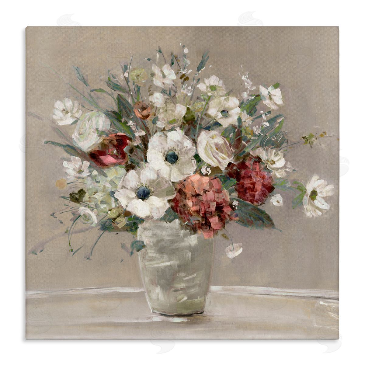 Sally Swatland Simply Happy Bouquet on Beige Canvas Wall Art Print