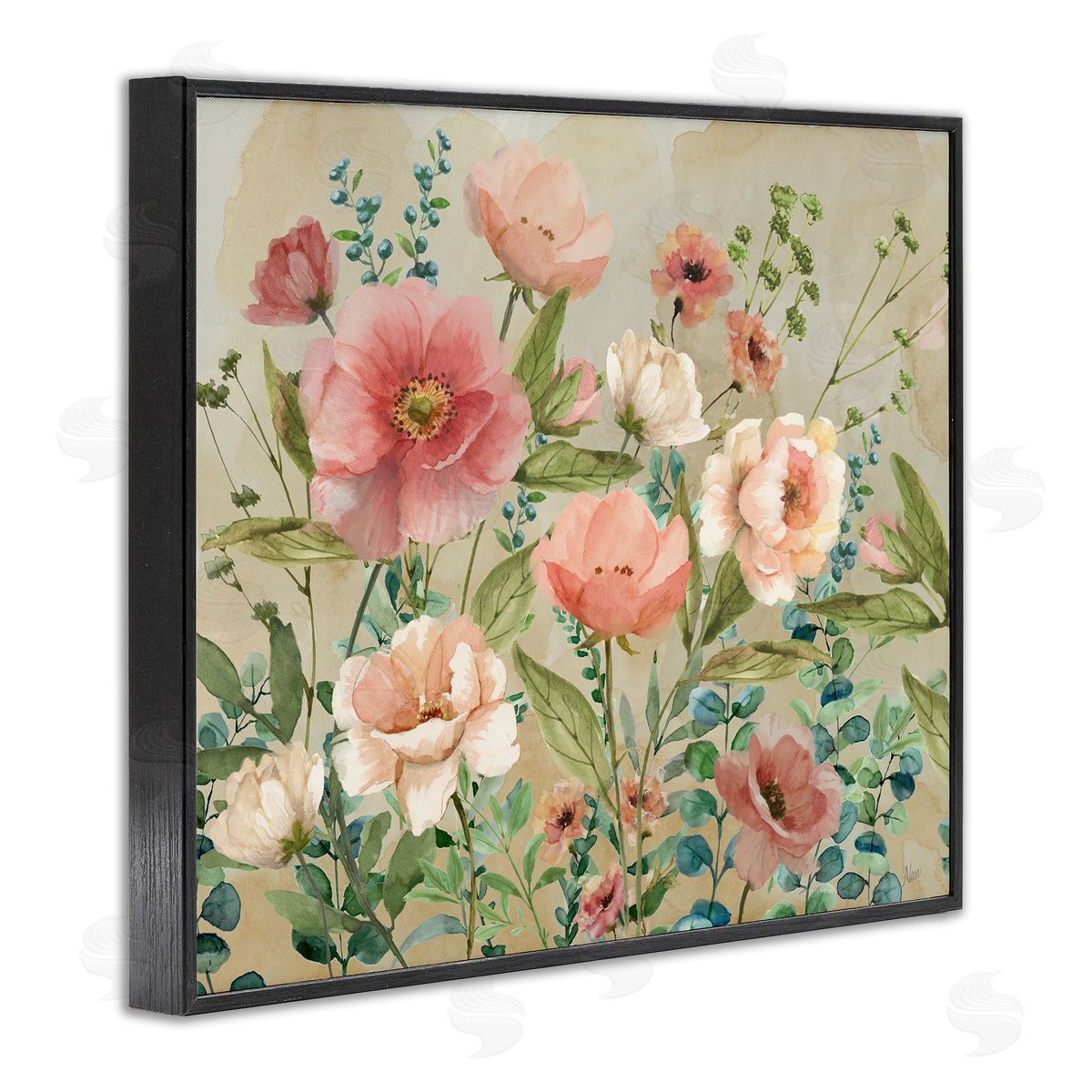 Nan Floral Surprise Garden Black Framed Giclee Art Print