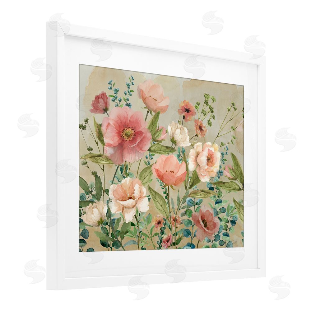 Nan Floral Surprise Garden White Framed Print Under Glass Art