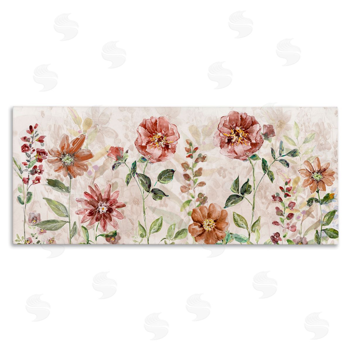 Sally Swatland Fall Awakening Red Wildflowers Canvas Wall Art Print