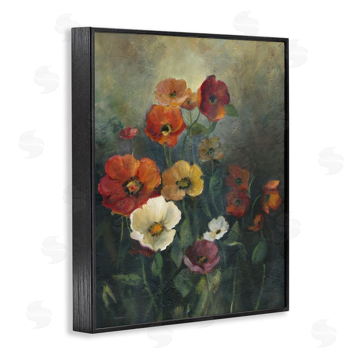 Carol Robinson Poppies at Dawn Scene Black Framed Giclee Art Print