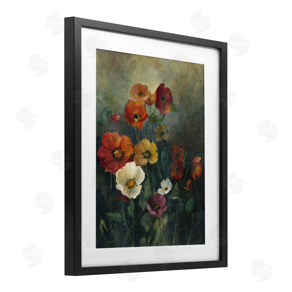 Carol Robinson Poppies at Dawn Scene Black Framed Print Under Glass Art