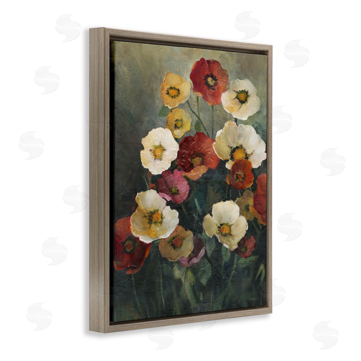 Carol Robinson Poppies at Dawn Painting Brown Floating Frame Canvas Art Print