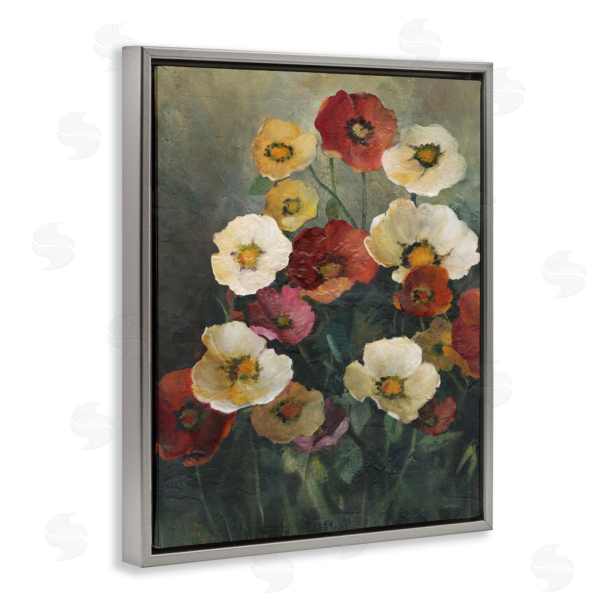 Carol Robinson Poppies at Dawn Painting Gray Floating Frame Canvas Art Print