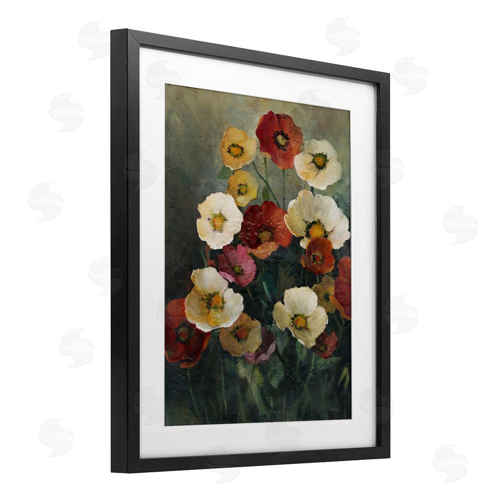 Carol Robinson Poppies at Dawn Painting Black Framed Print Under Glass Art
