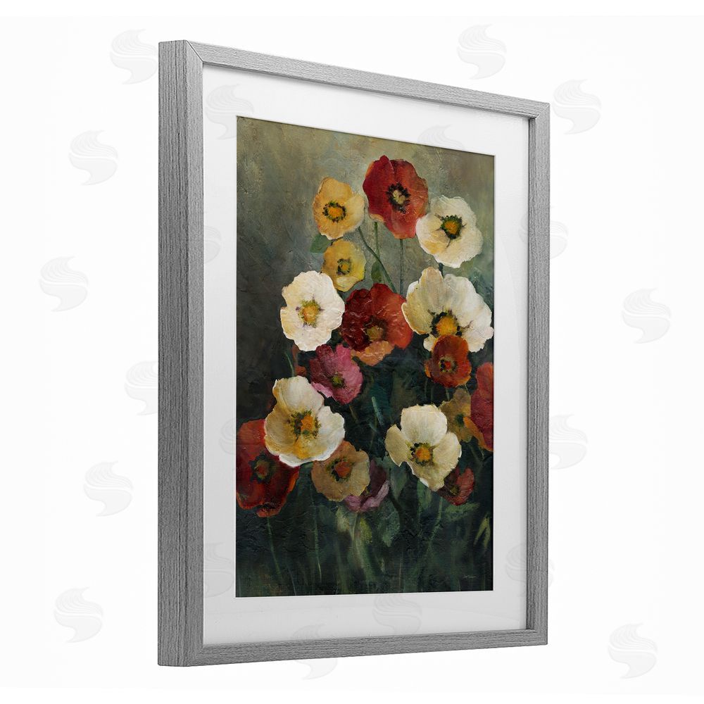 Carol Robinson Poppies at Dawn Painting Gray Framed Print Under Glass Art