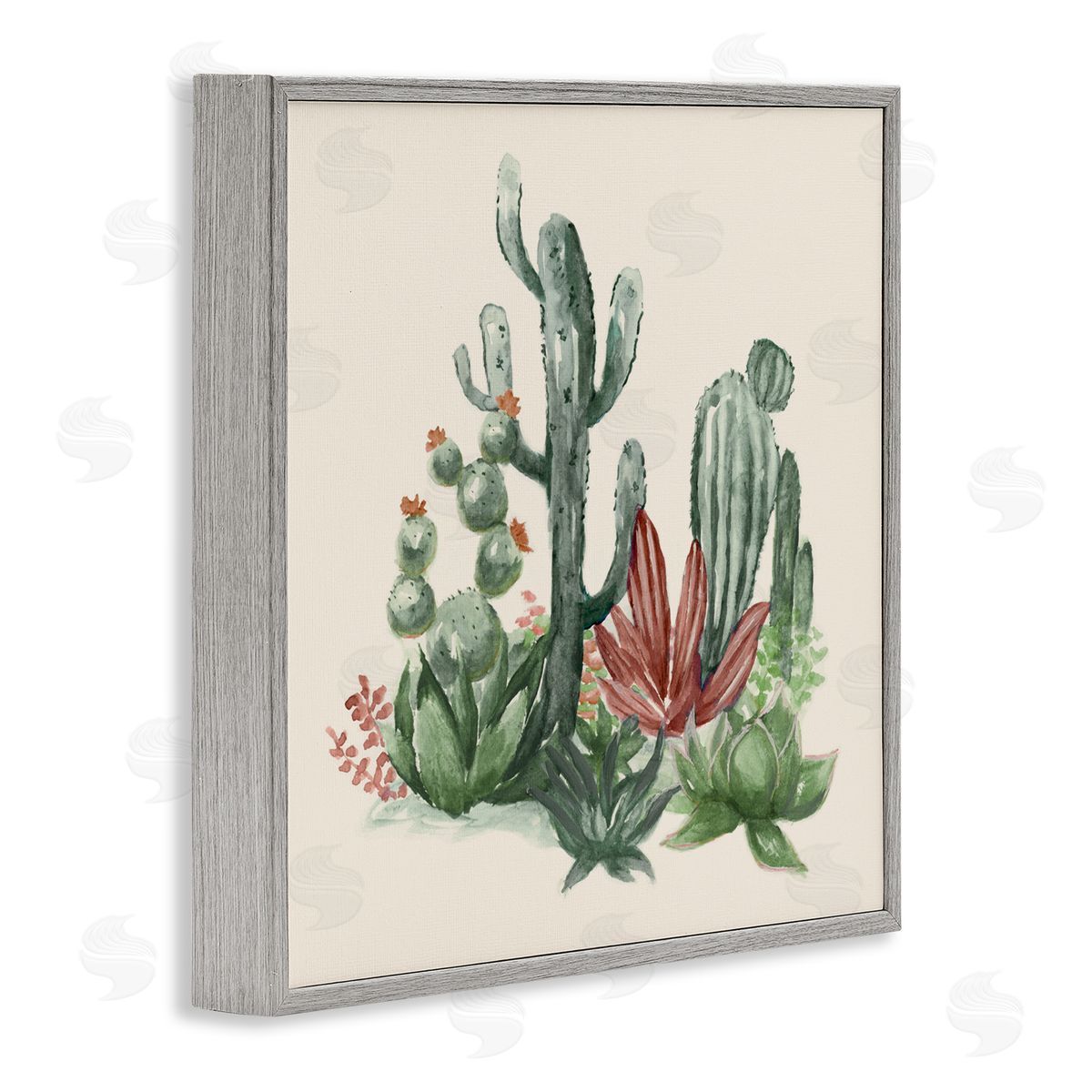 Nan Mojave Green Cacti Gray Framed Giclee Art Print