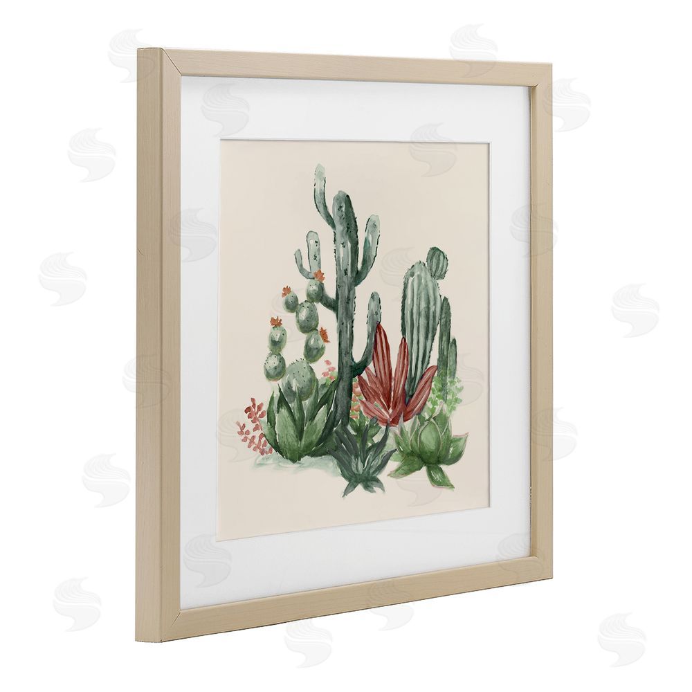 Nan Mojave Green Cacti Birch Framed Print Under Glass Art