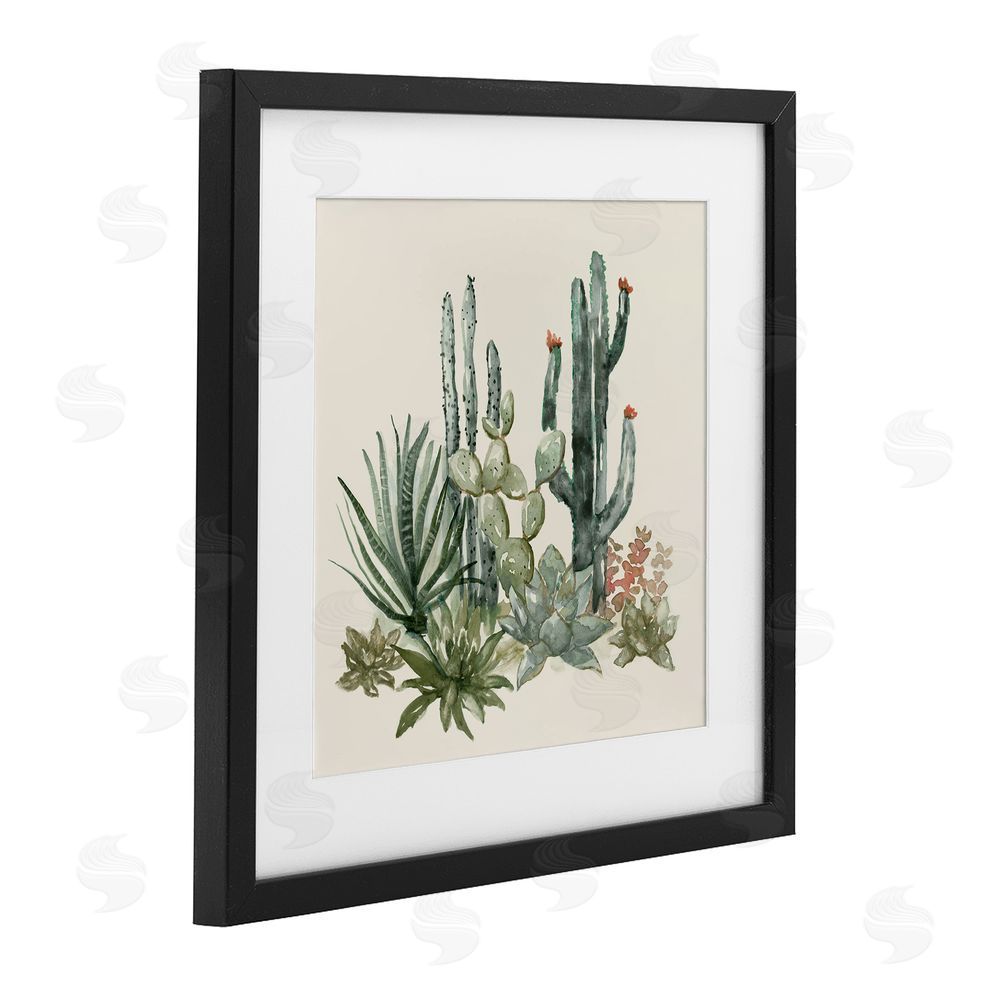 Nan Mojave Green Succulents Black Framed Print Under Glass Art