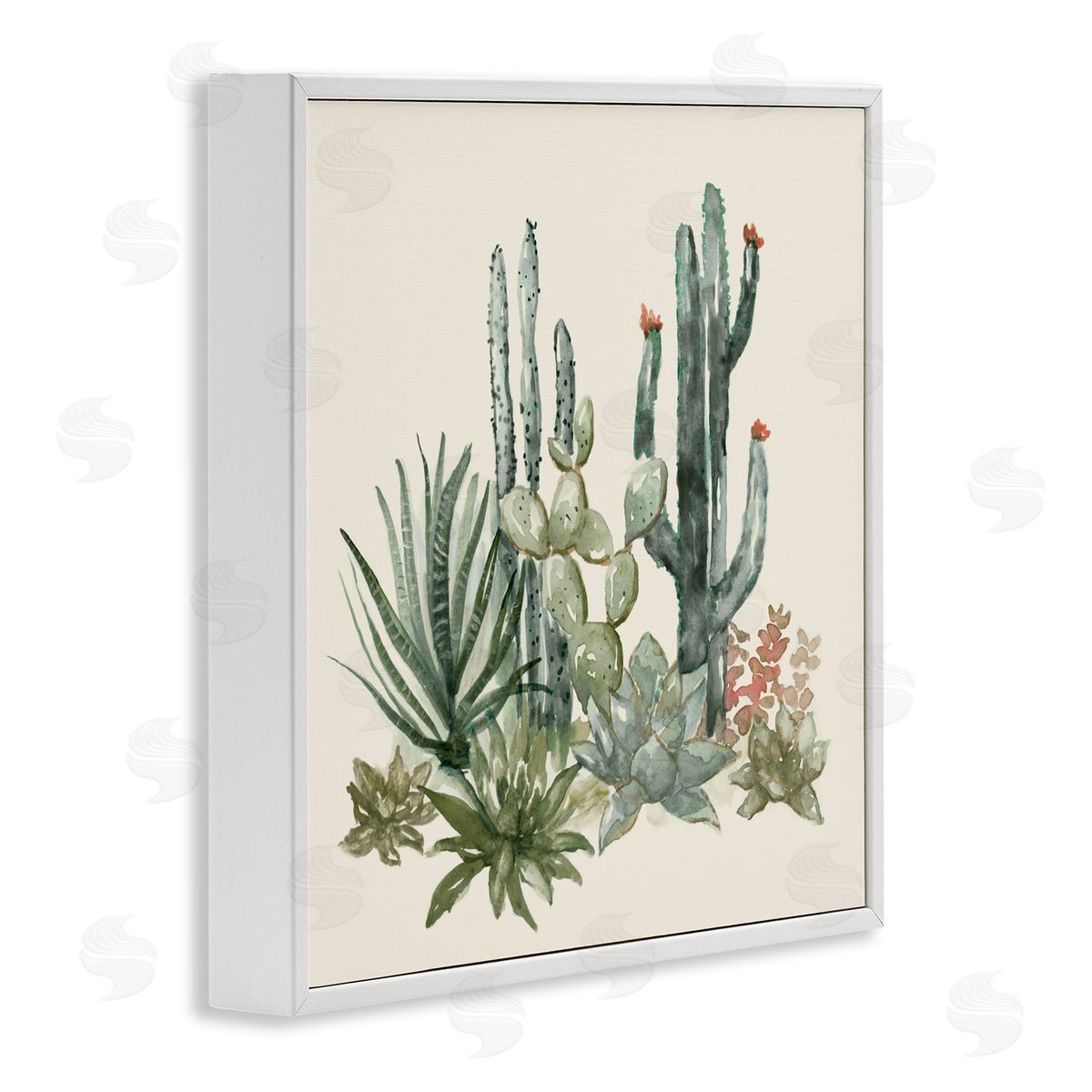 Nan Mojave Green Succulents White Frame Giclee Art Print