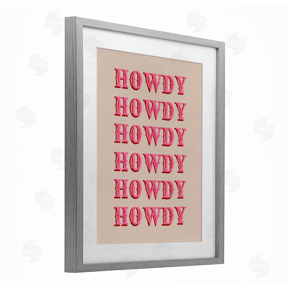 CAD Designs Howdy Pink Typography Gray Framed Print Under Glass Art