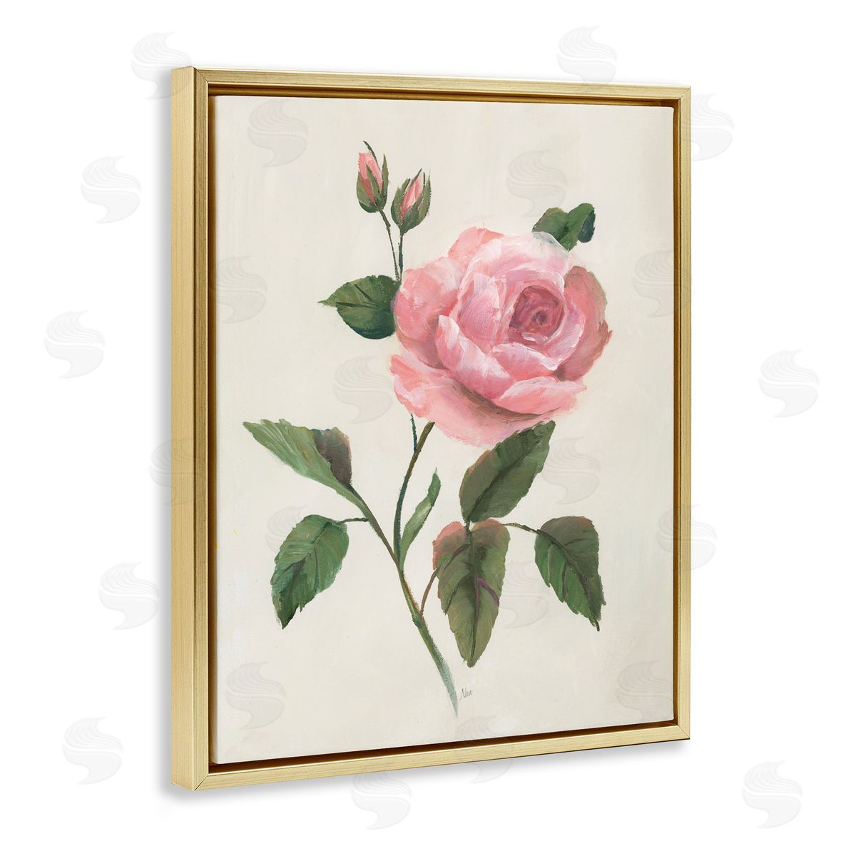 Nan Rosie Rose Floral Study Gold Floating Frame Canvas Art Print
