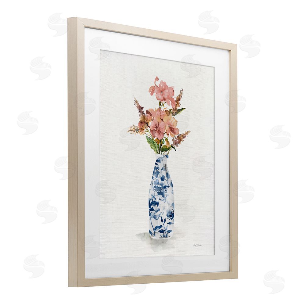 Carol Robinson Chinoiserie Blooms Pink Florals Birch Framed Print Under Glass Art