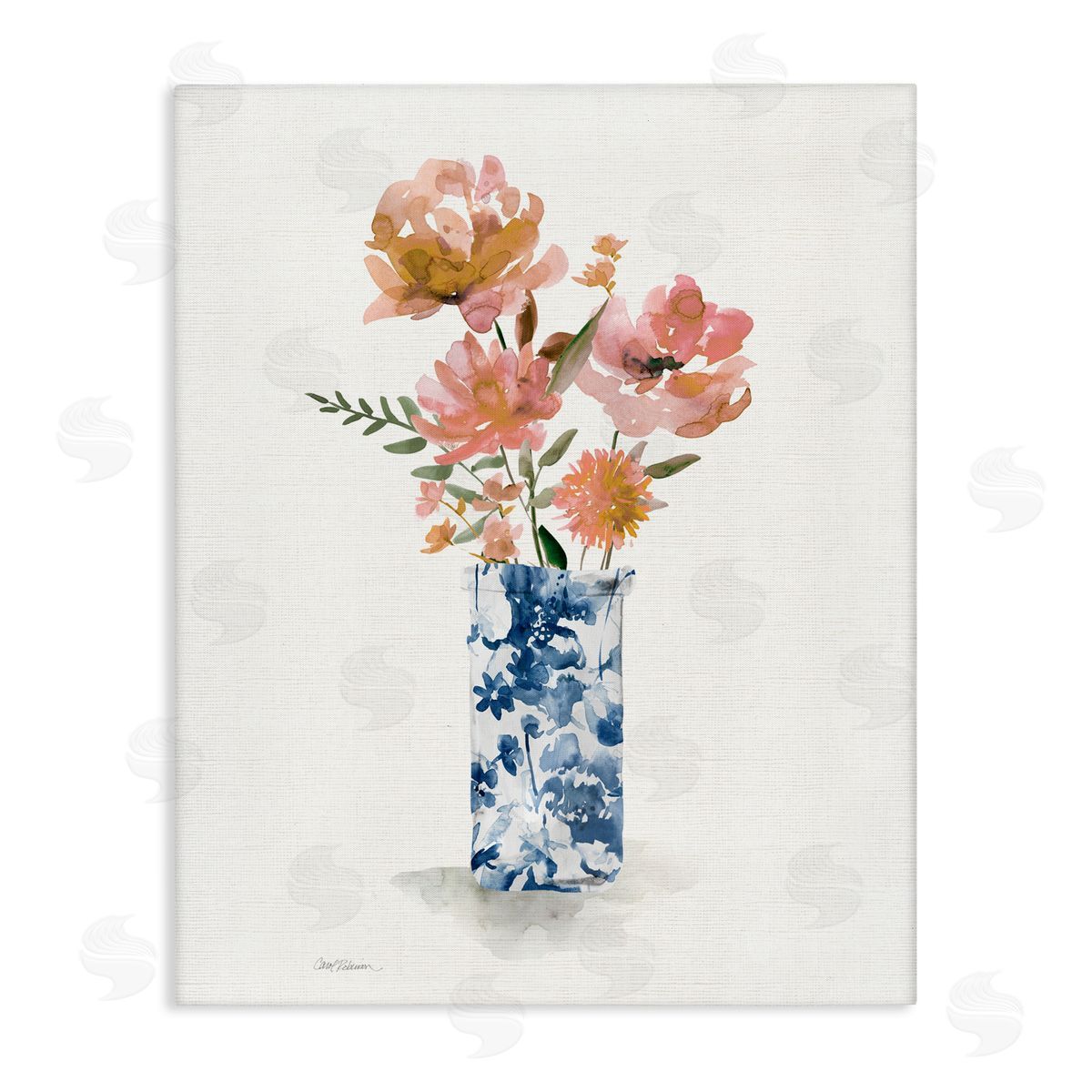 Carol Robinson Chinoiserie Blooms Pink Flowers Canvas Wall Art Print