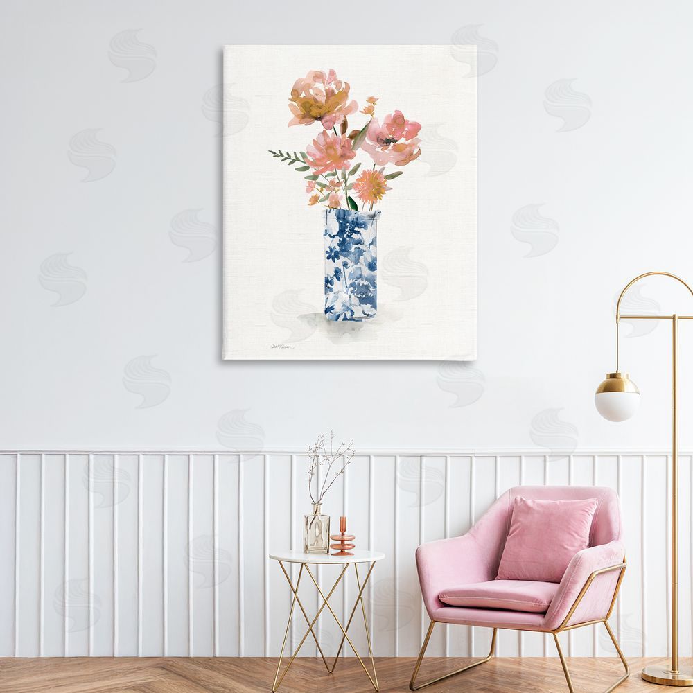 Carol Robinson Chinoiserie Blooms Pink Flowers Printed Wall Art in Room