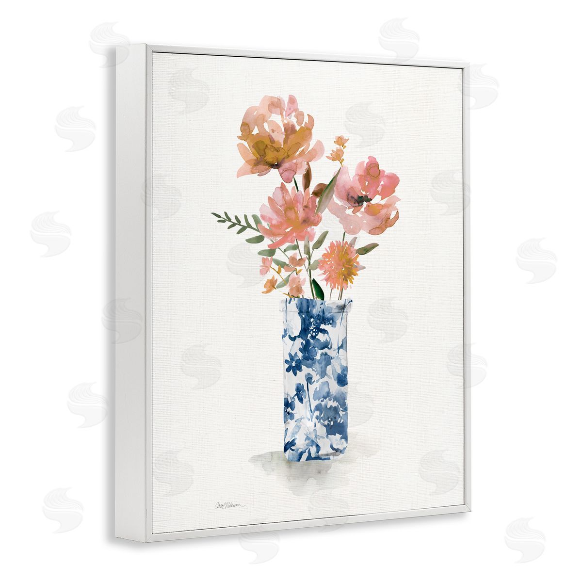 Carol Robinson Chinoiserie Blooms Pink Flowers White Frame Giclee Art Print