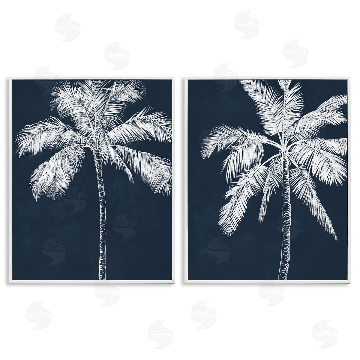 Leah Noel Art Blue Palms Tropical Scene Canvas Wall Art Print