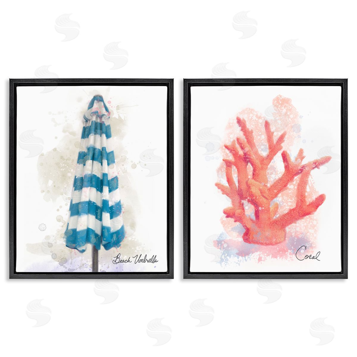 Matthew Piotrowicz Beach Umbrella & Coral Branch Canvas Wall Art Print