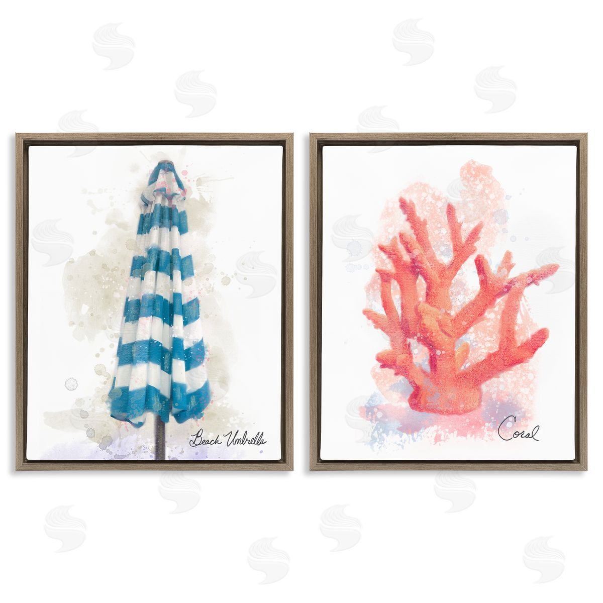 Matthew Piotrowicz Beach Umbrella & Coral Branch Canvas Wall Art Print