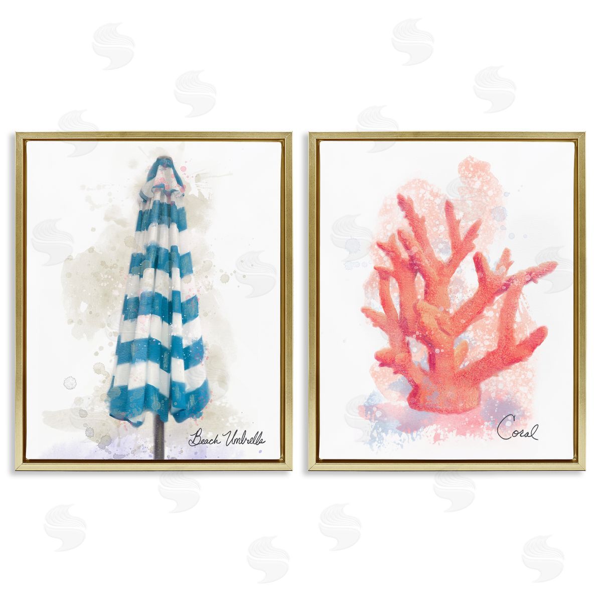 Matthew Piotrowicz Beach Umbrella & Coral Branch Canvas Wall Art Print