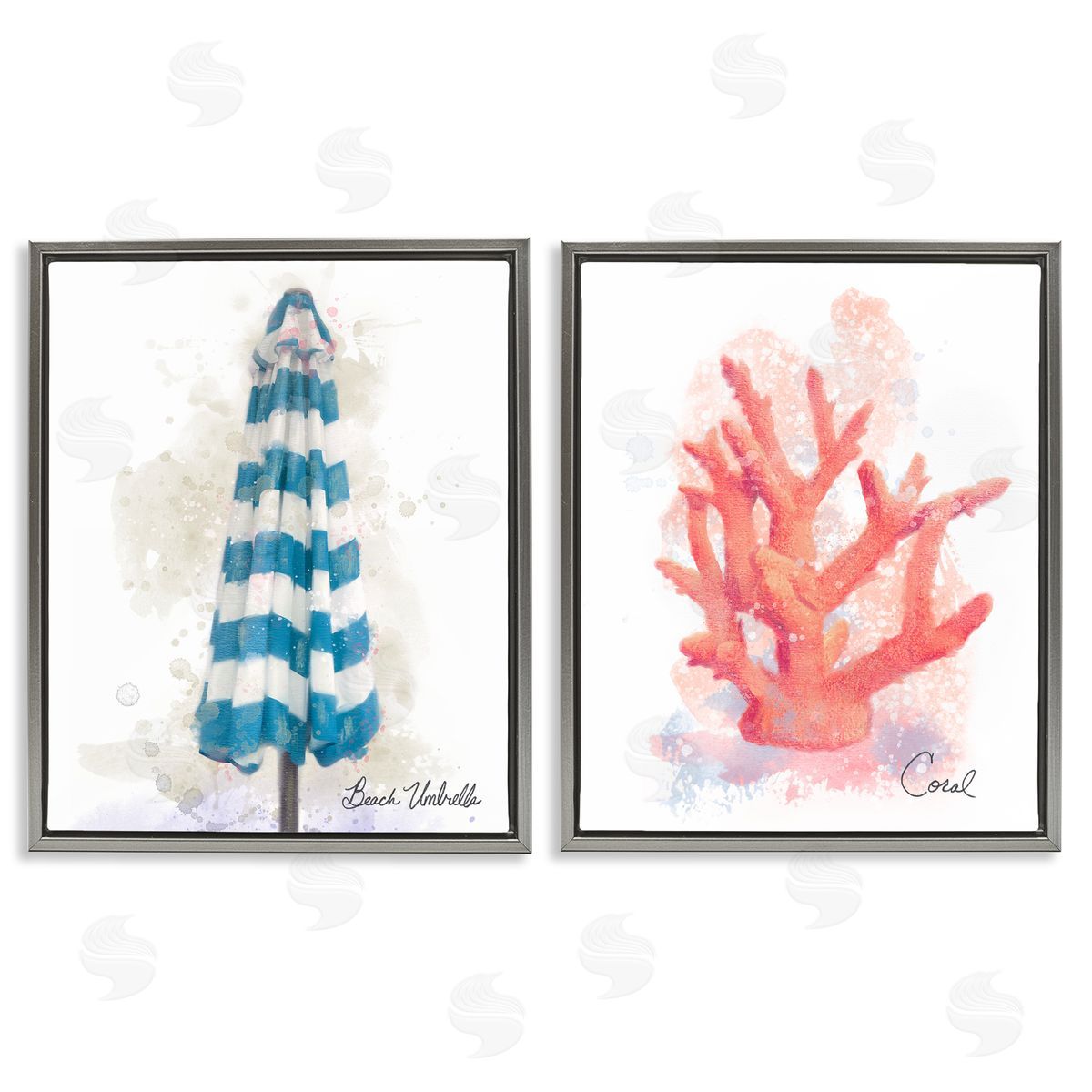 Matthew Piotrowicz Beach Umbrella & Coral Branch Canvas Wall Art Print