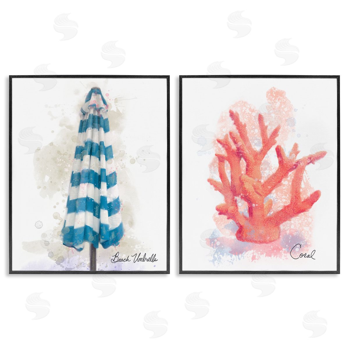 Matthew Piotrowicz Beach Umbrella & Coral Branch Canvas Wall Art Print