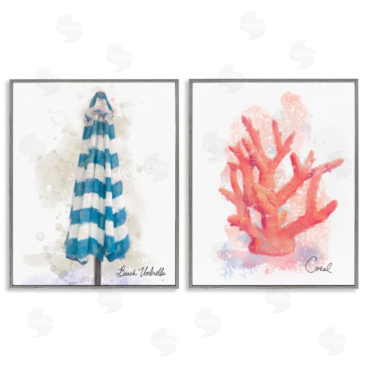 Matthew Piotrowicz Beach Umbrella & Coral Branch Canvas Wall Art Print