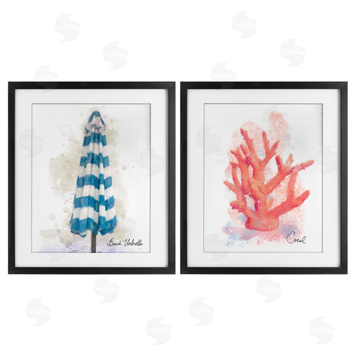 Matthew Piotrowicz Beach Umbrella & Coral Branch Canvas Wall Art Print