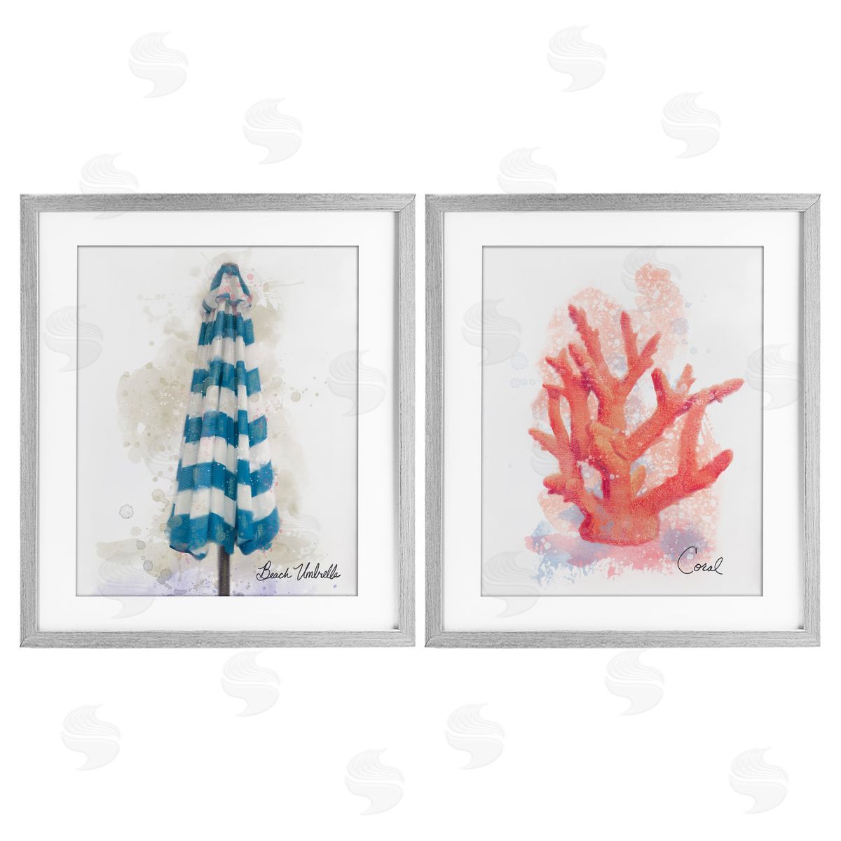 Matthew Piotrowicz Beach Umbrella & Coral Branch Canvas Wall Art Print