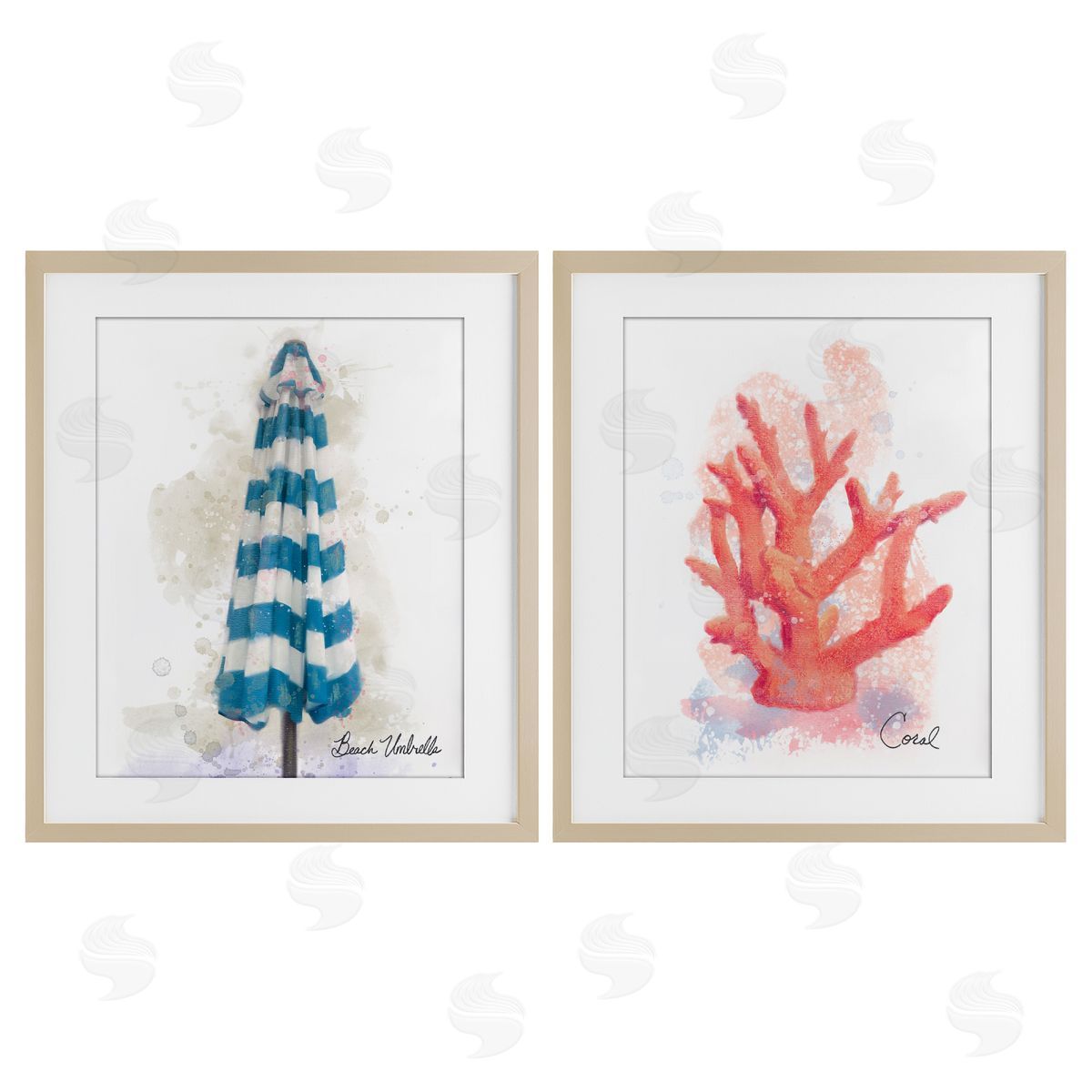 Matthew Piotrowicz Beach Umbrella & Coral Branch Canvas Wall Art Print
