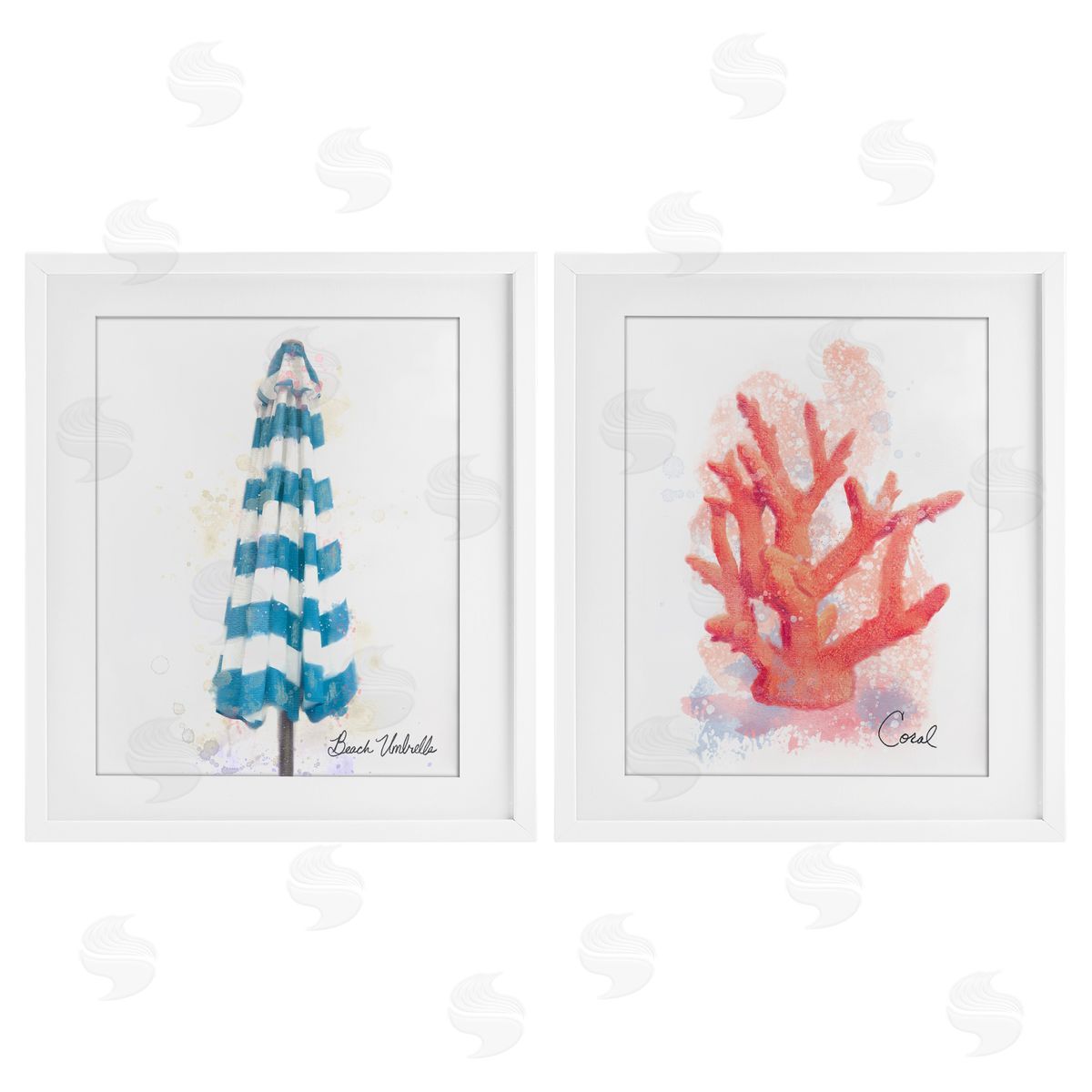 Matthew Piotrowicz Beach Umbrella & Coral Branch Canvas Wall Art Print