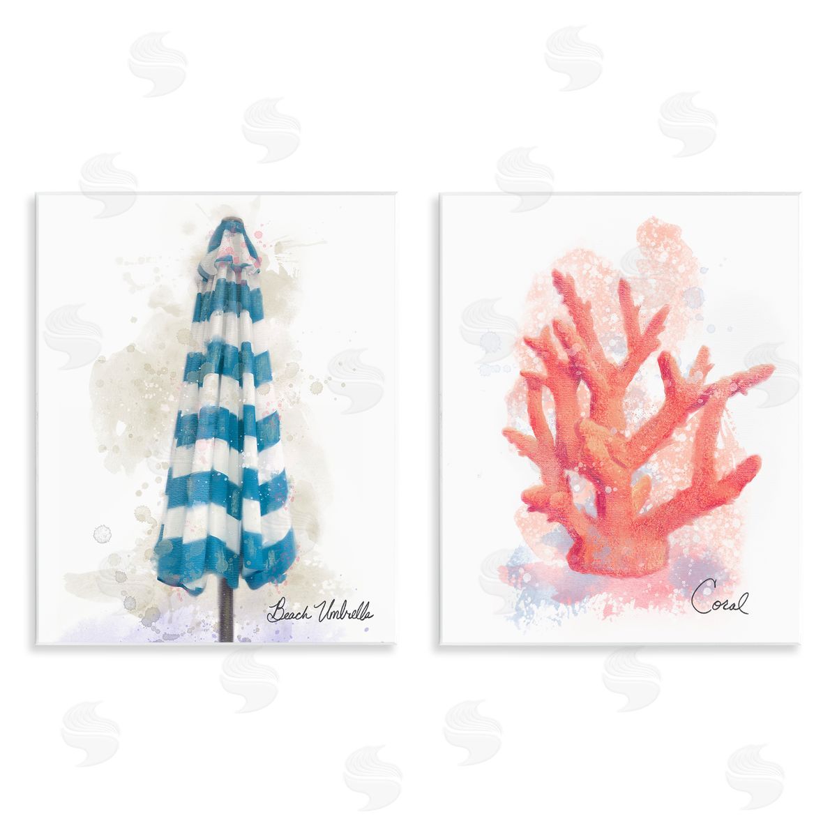 Matthew Piotrowicz Beach Umbrella & Coral Branch Canvas Wall Art Print