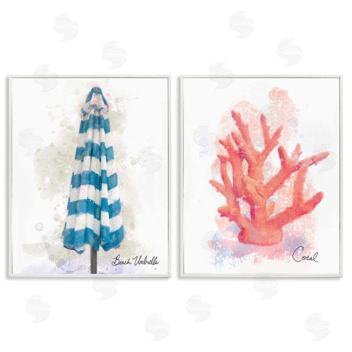 Matthew Piotrowicz Beach Umbrella & Coral Branch Canvas Wall Art Print