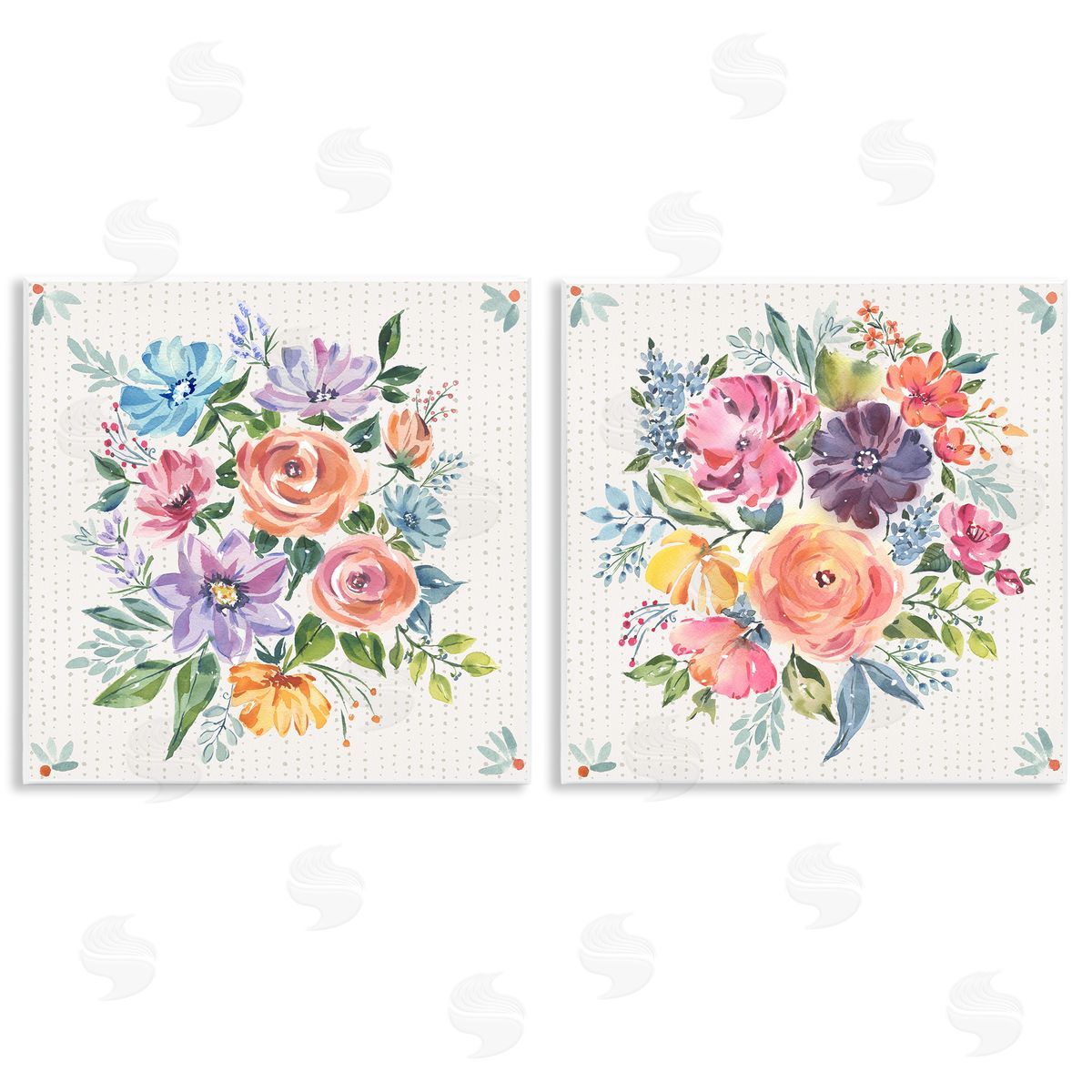 Jenny Faw Vintage Floral Motif Canvas Wall Art Print