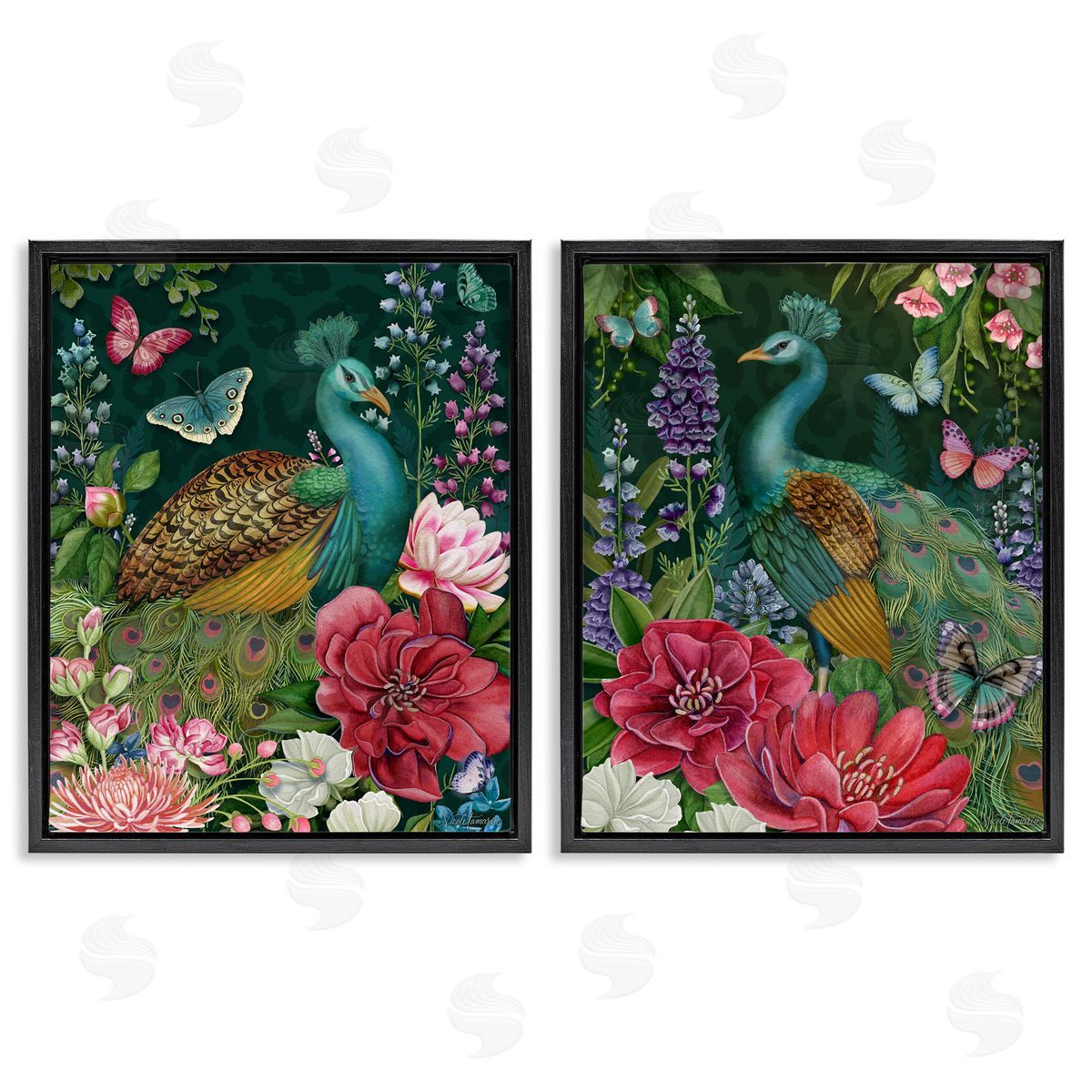 Nicole Tamarin Wild Peacock Garden Canvas Wall Art Print