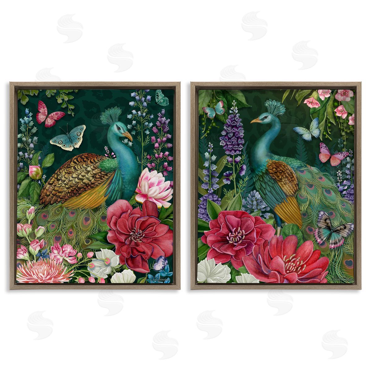 Nicole Tamarin Wild Peacock Garden Canvas Wall Art Print