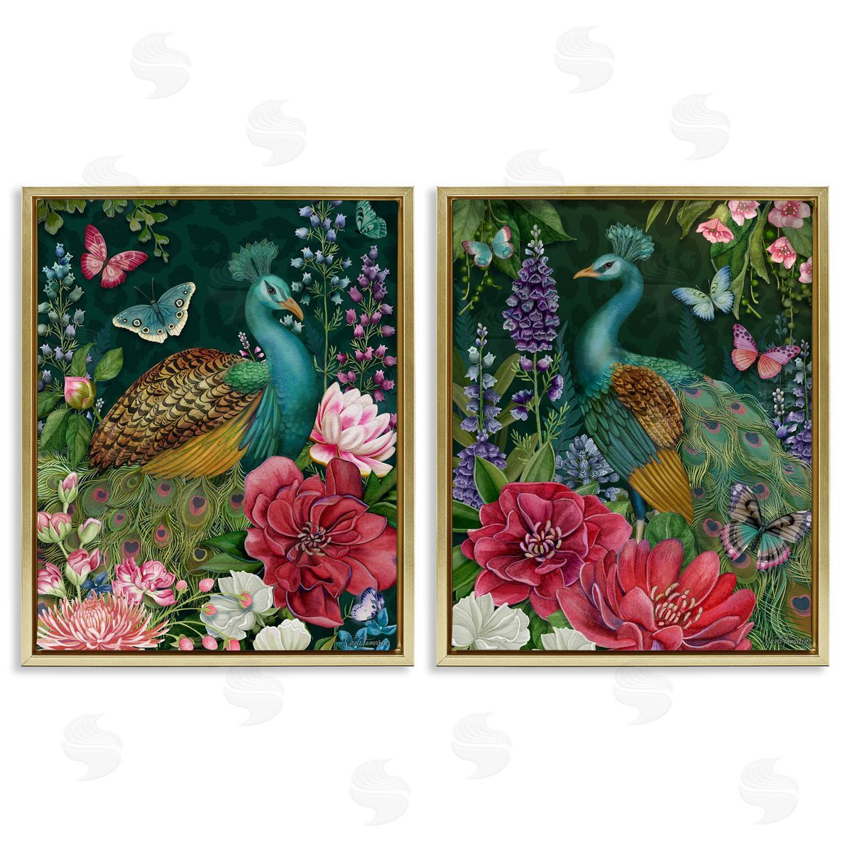 Nicole Tamarin Wild Peacock Garden Canvas Wall Art Print