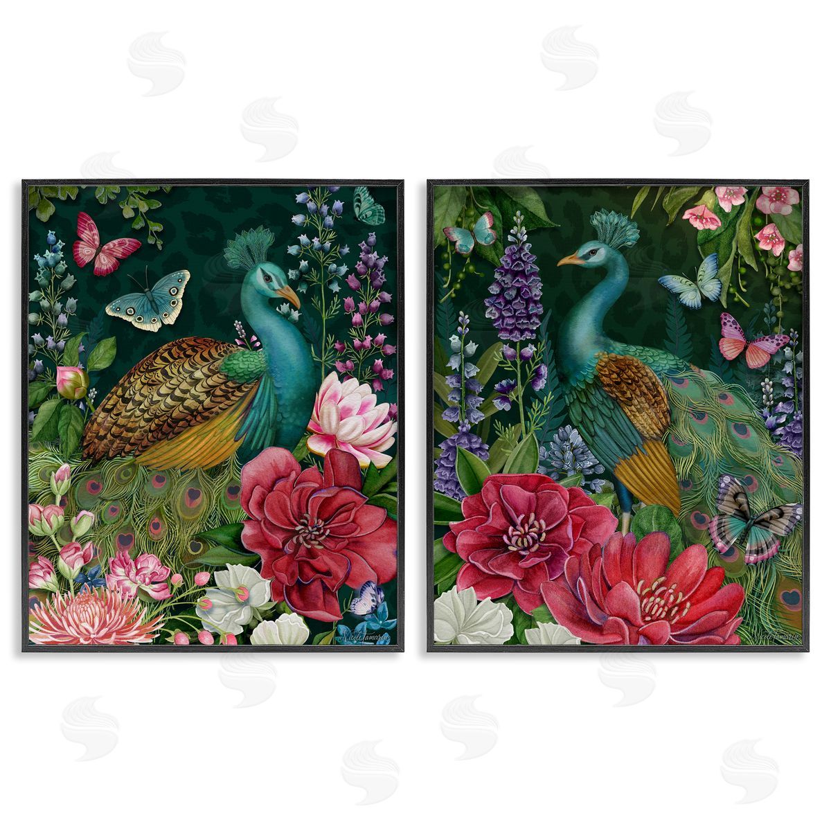Nicole Tamarin Wild Peacock Garden Canvas Wall Art Print