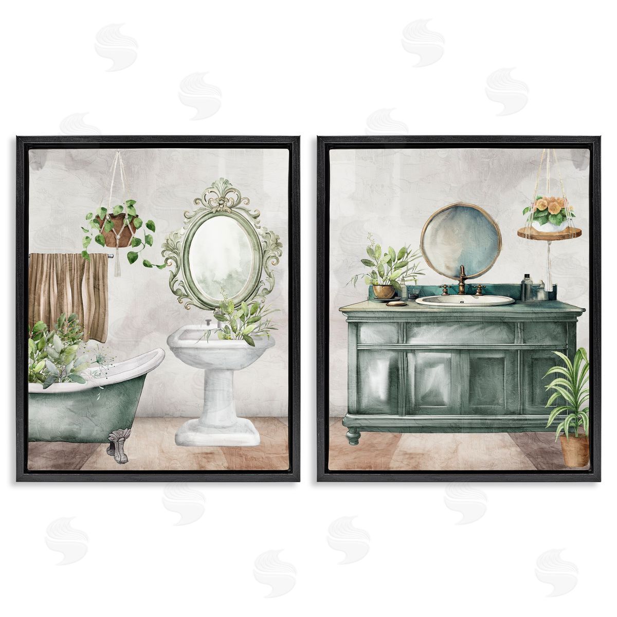 Kim Allen Bath Greens Botanical Interior Canvas Wall Art Print