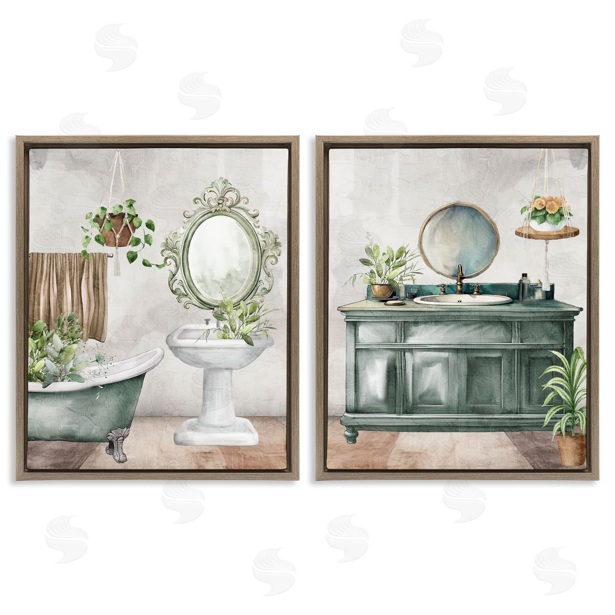 Kim Allen Bath Greens Botanical Interior Canvas Wall Art Print