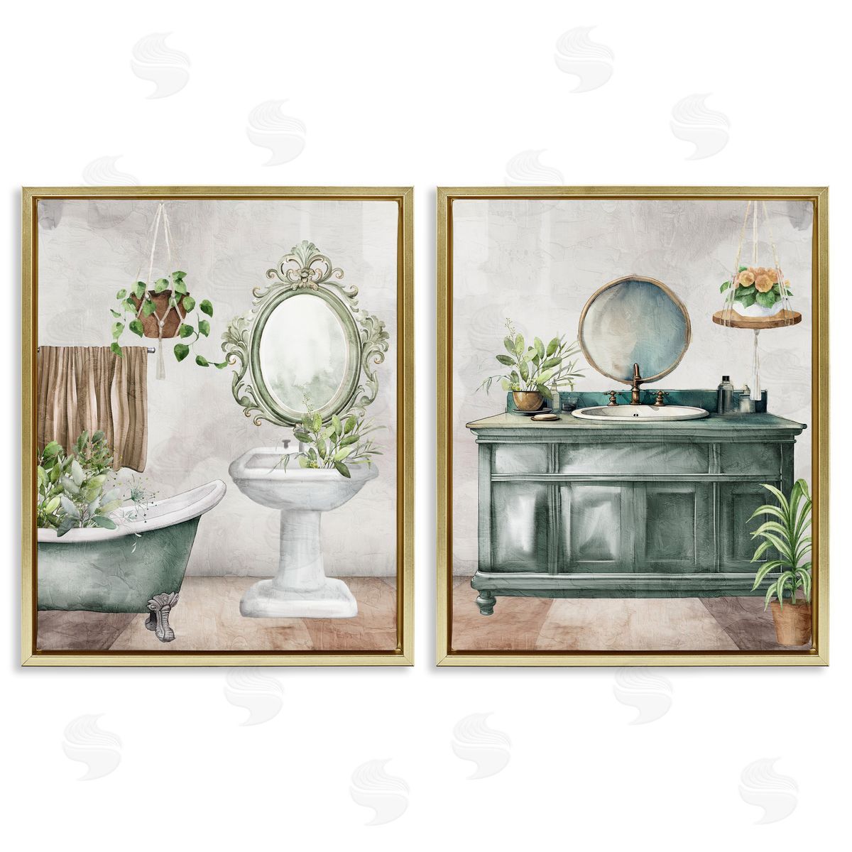 Kim Allen Bath Greens Botanical Interior Canvas Wall Art Print