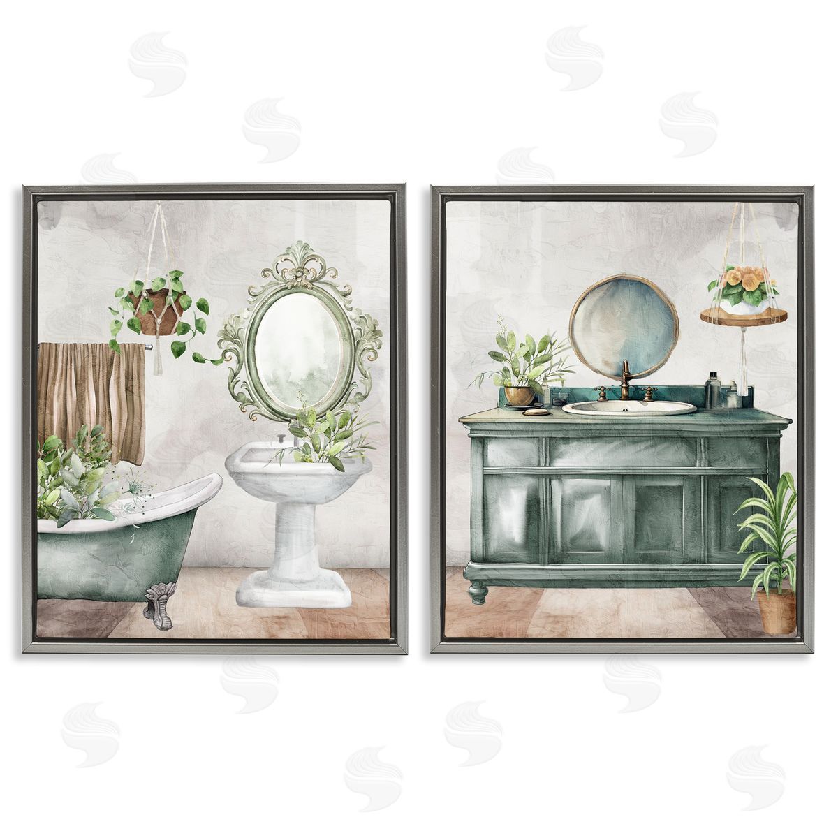 Kim Allen Bath Greens Botanical Interior Canvas Wall Art Print