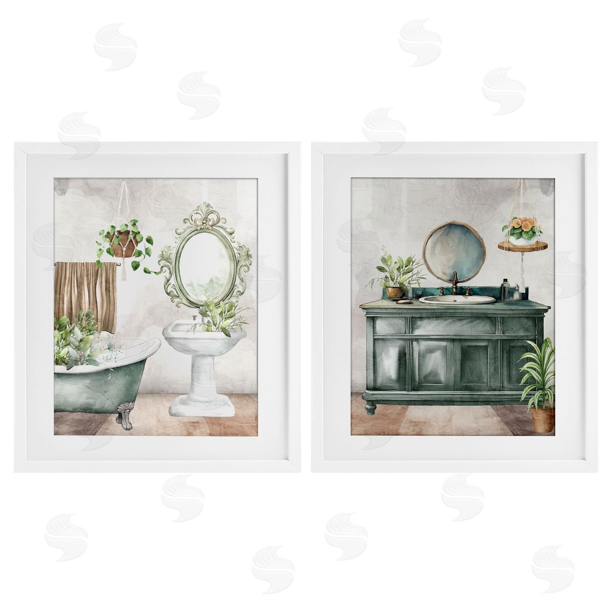 Kim Allen Bath Greens Botanical Interior Canvas Wall Art Print